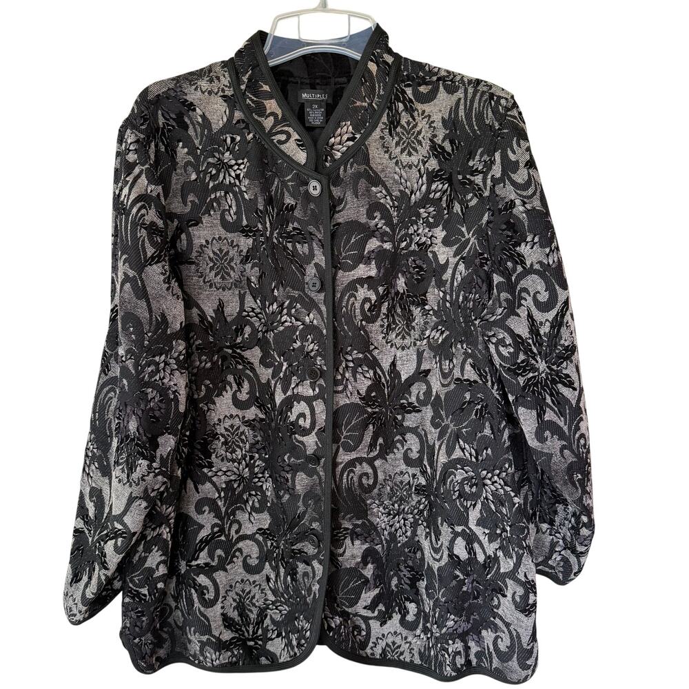 Multiples Black Gray Scroll size 2X tapestry jack… - image 2